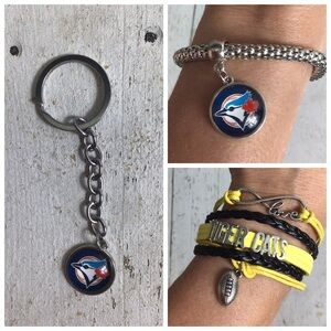 Hamilton Tiger Cats Football & Toronto Blue Jays Baseball Bracelet and Keychains